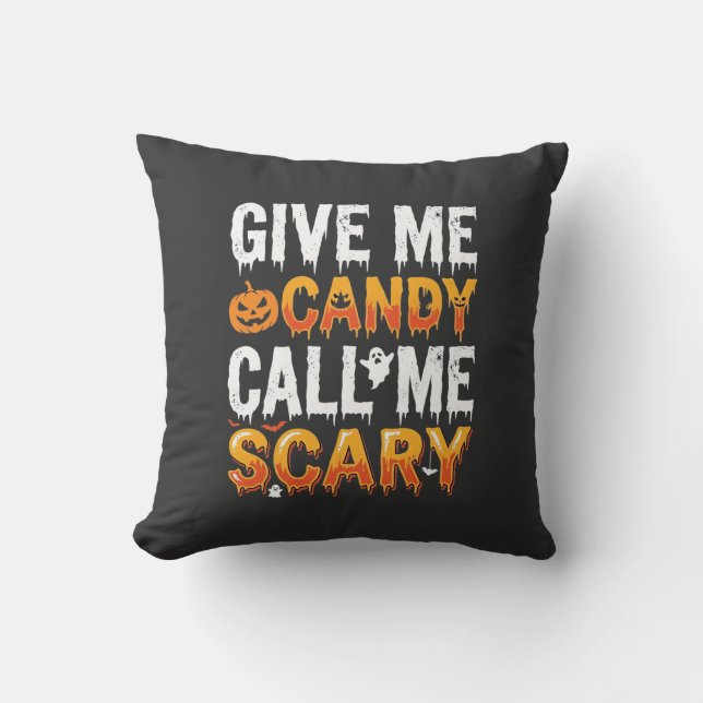 Halloween Godis Skräckinjagande Spökdesign_1 Kudde (Framsida)