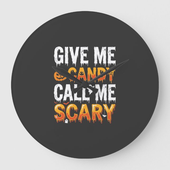 Halloween Godis Skräckinjagande Spökdesign_1 Stor Klocka (Framsida)