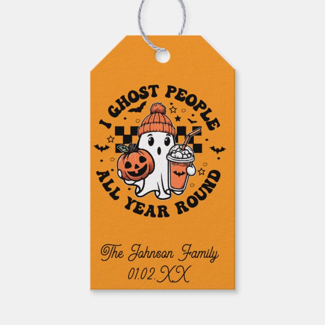 Halloween Godis Söt Spöke Rolig Presentetikett (Framsidan)