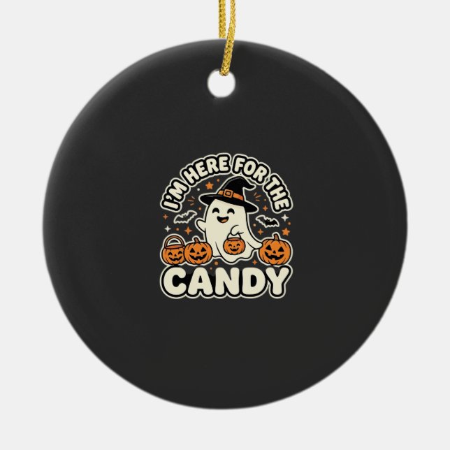 Halloween Godis Spök Pumpa Design Julgransprydnad Keramik (Framsidan)