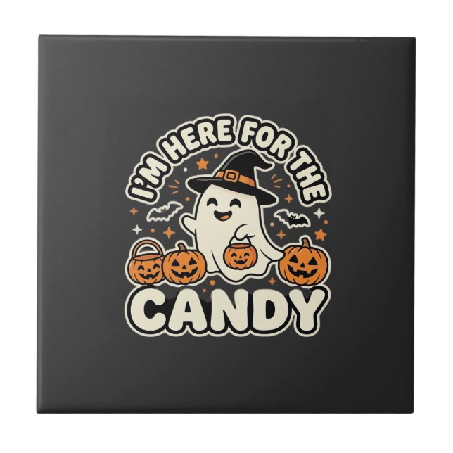 Halloween Godis Spök Pumpa Design Kakelplatta (Framsidan)