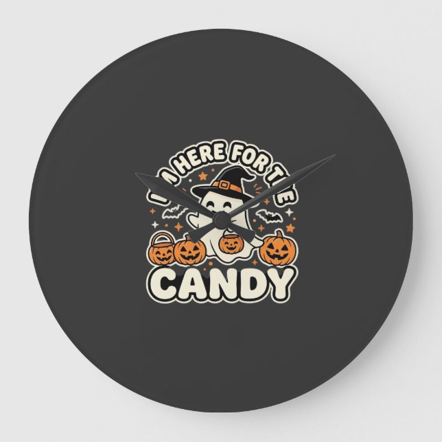 Halloween Godis Spök Pumpa Design Stor Klocka (Framsida)