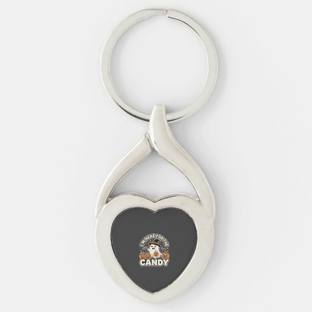 Halloween Godis Spök Pumpa Design Twisted Heart Silverfärgad Nyckelring (Framsidan)