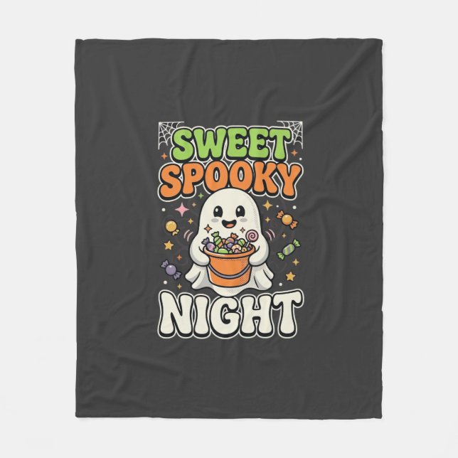 Halloween Godis Spökande Natt Fleecefilt (Framsidan)