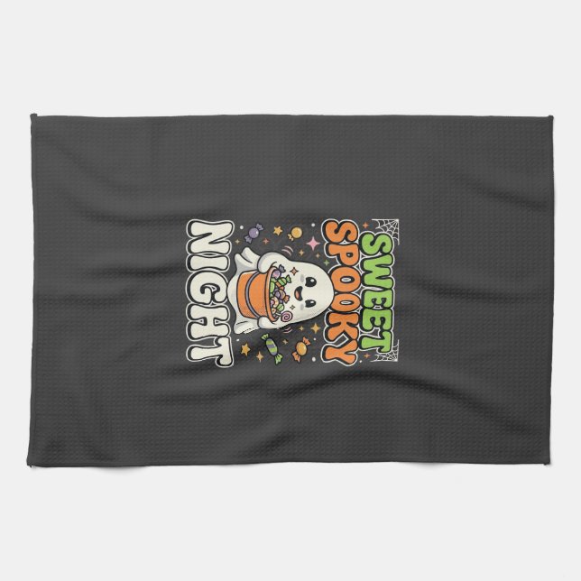 Halloween Godis Spökande Natt Kökshandduk (Horisontell)