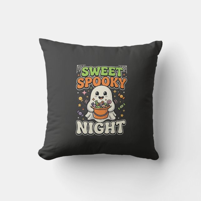 Halloween Godis Spökande Natt Kudde (Framsida)