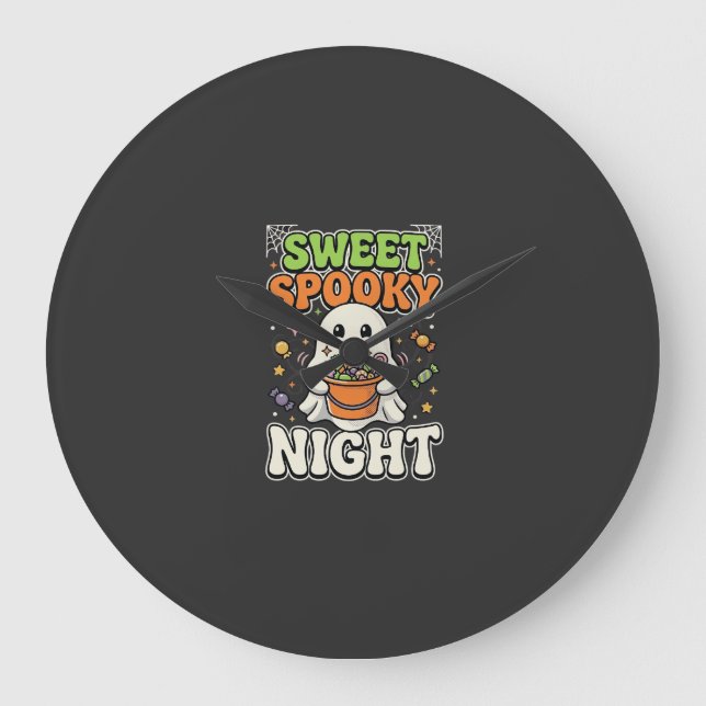 Halloween Godis Spökande Natt Stor Klocka (Framsida)