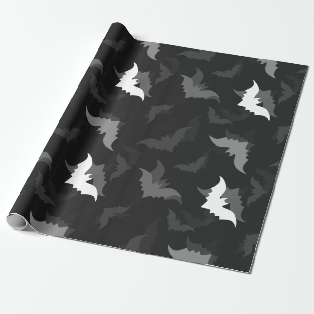 halloween godis svarta fladdermöss presentpapper (Utrullad)