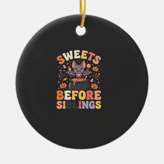 Halloween Godis Syskonbyte Julgransprydnad Keramik (Framsidan)