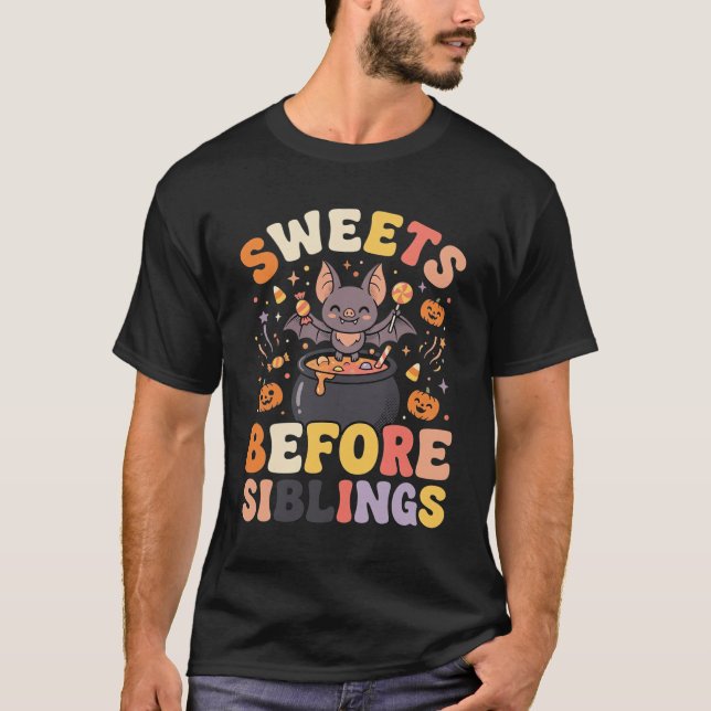 Halloween Godis Syskonbyte T Shirt (Framsida)
