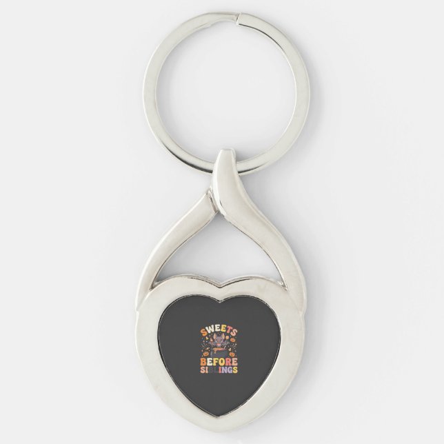 Halloween Godis Syskonbyte Twisted Heart Silverfärgad Nyckelring (Framsidan)