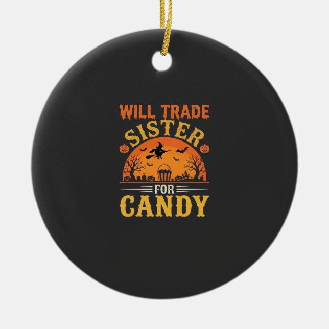 Halloween Godis Systerbytesdesign_1 Julgransprydnad Keramik (Framsidan)