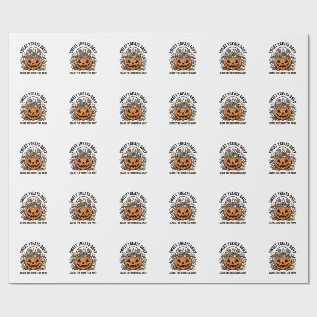 Halloween Godis Tröja Söt Monster Behandla Design_ Presentpapper (Platt)