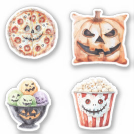 Halloween-godisar Popcorn Pizza Glass Pumpa Klistermärken