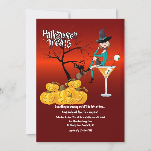 Halloween-godsaker inbjudan (Framsida)