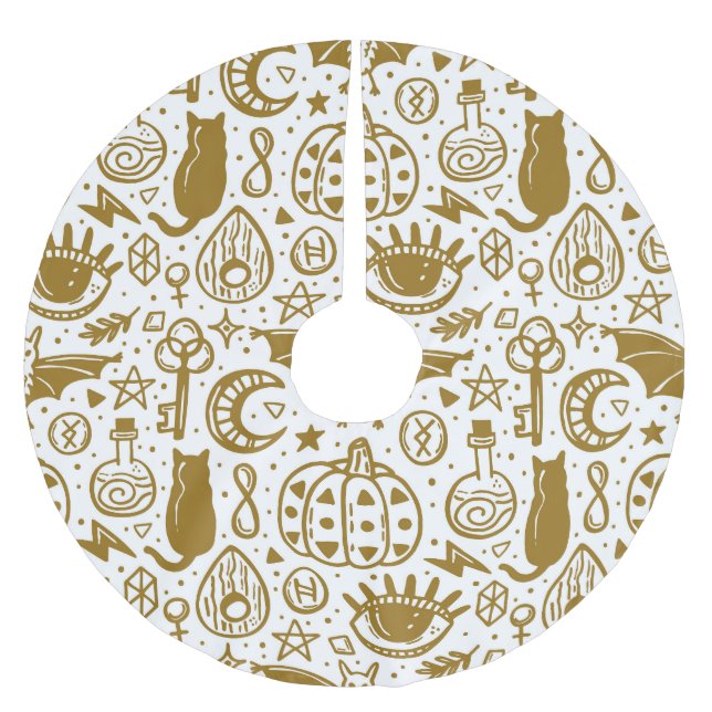 Halloween golden bläck, sömlös silhuette mönster. julgransmatta borstad polyester (Framsidan)