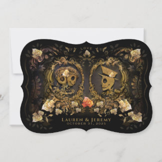 Halloween Golden Elegance Skeletons Bracket Inbjudningar