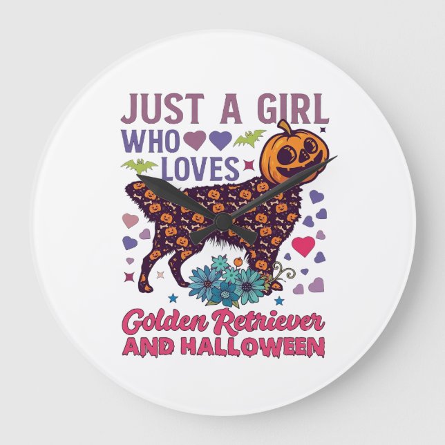 Halloween Golden Retriever_1 Stor Klocka (Framsida)