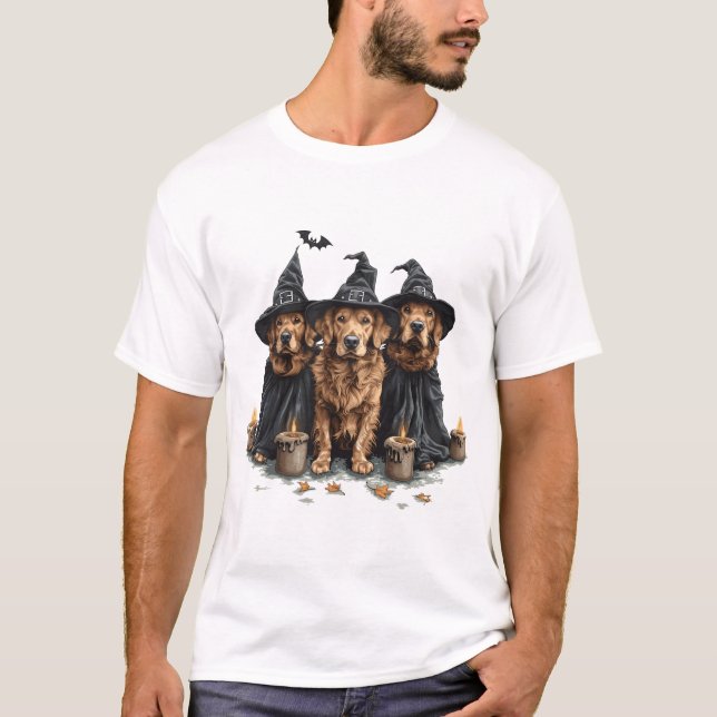Halloween Golden Retriever Dogs Jack O Lantern T Shirt (Framsida)