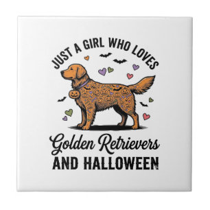 Halloween Golden Retriever Flicka Hund Mamma Vinta Kakelplatta