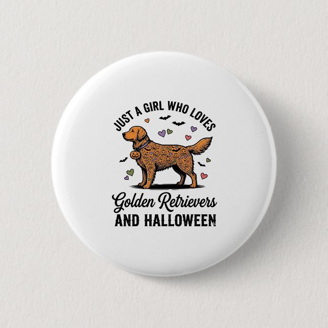 Halloween Golden Retriever Flicka Hund Mamma Vinta Knapp (Framsida)