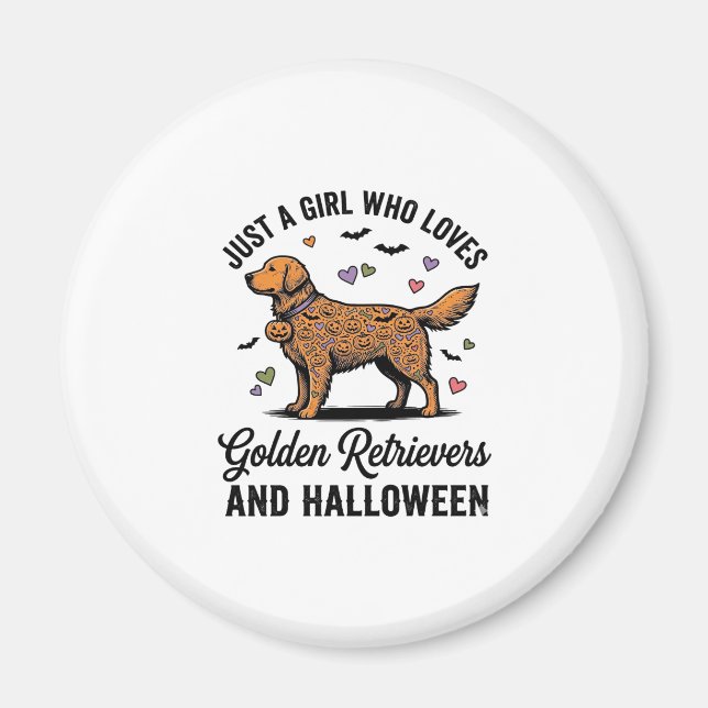 Halloween Golden Retriever Flicka Hund Mamma Vinta Magnet (Framsidan)