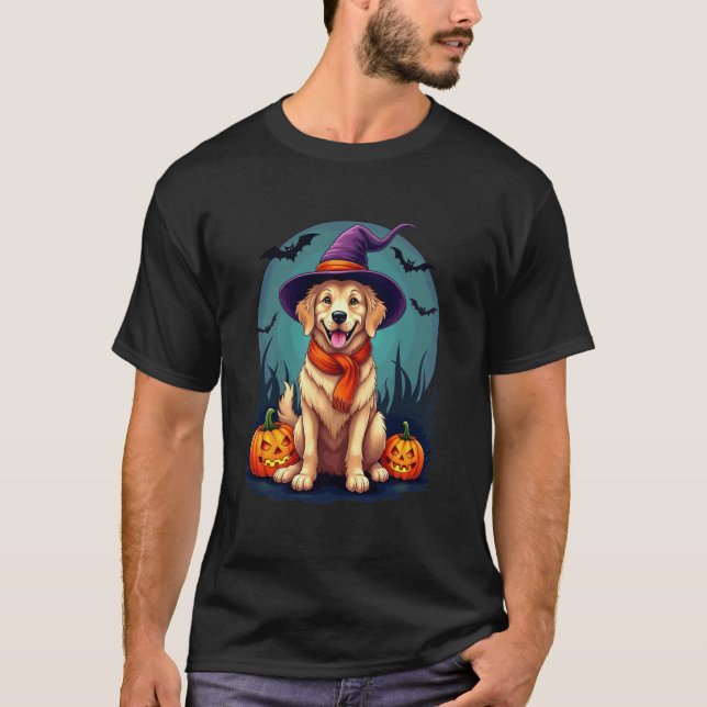 Halloween Golden Retriever Hund T Shirt (Framsida)
