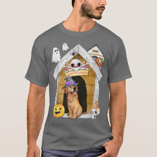 Halloween Golden Retriever Hund Witch Haunted Hous T Shirt