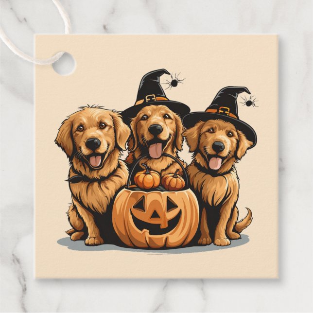 Halloween Golden Retriever Hundar Jack o lantern Gåvor Etiketter (Framsida)