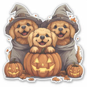 Halloween Golden Retriever Hundar Jack o lantern Klistermärken