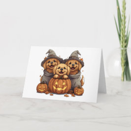 Halloween Golden Retriever Hundar Jack o lantern Kort