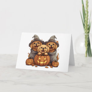 Halloween Golden Retriever Hundar Jack o lantern Kort