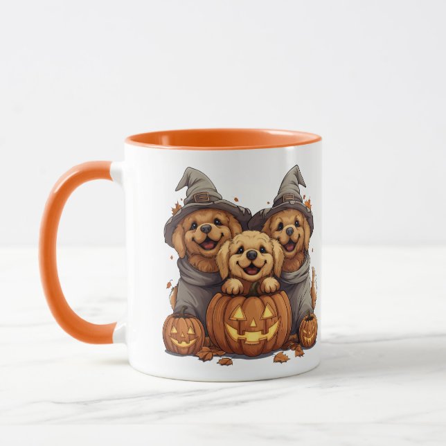 Halloween Golden Retriever Hundar Jack o lantern Mugg (Vänster)
