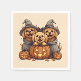 Halloween Golden Retriever Hundar Jack o lantern Pappersservett
