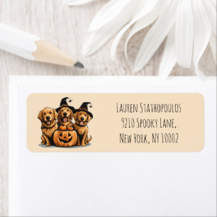 Halloween Golden Retriever Hundar Jack o lantern Returadress Etikett