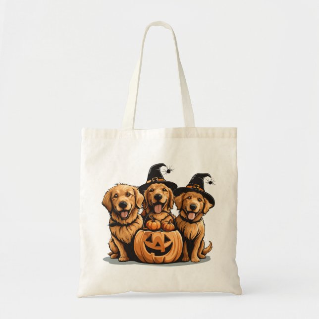 Halloween Golden Retriever Hundar Jack O Lantern Tygkasse (Framsidan)
