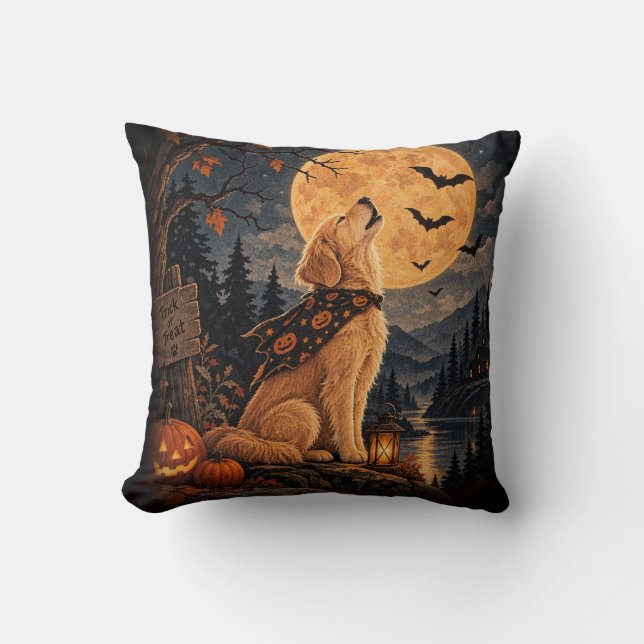 Halloween golden retriever  kudde (Framsida)
