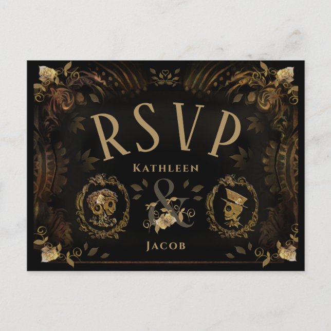 Halloween Golden Skeletons OSA PostCard Vykort (Framsida)