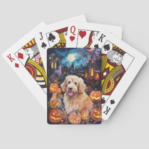 Halloween Goldendoodle med pumpor Scary Casinokort