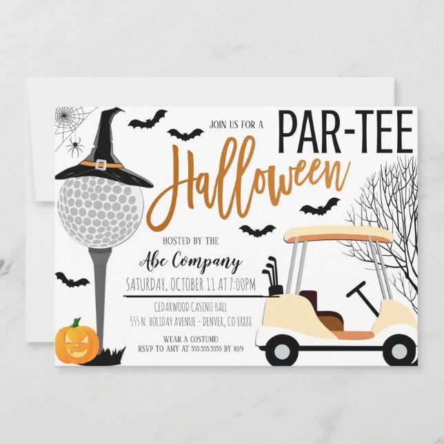 Halloween Golf Party-inbjudan Inbjudningar (Framsida)