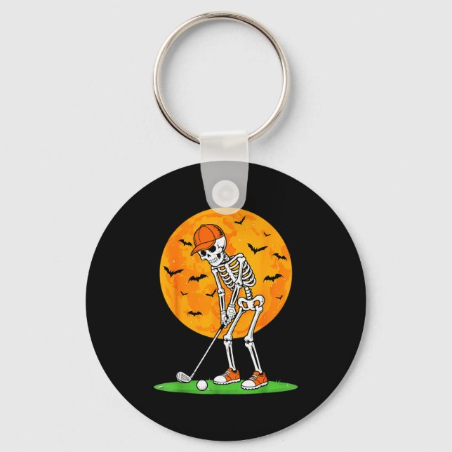 Halloween Golf Skeleton Soky Golfer Halloween Golf Nyckelring (Framsida)