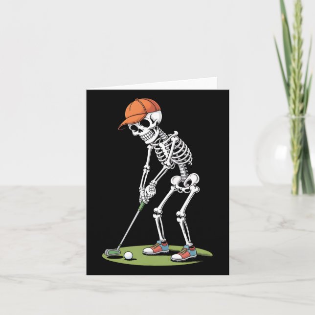 Halloween Golfspelare Golf Spelare Skelett Golf Ro Kort (Framsida)