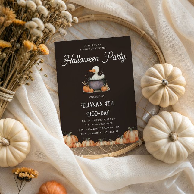 Halloween Goose Barns födelsedag Pumpkin Decoratin Inbjudningar (Skapare uppladdad)