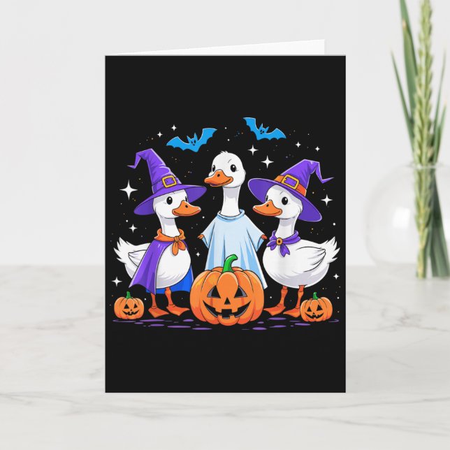 Halloween Goose Ghost Pumpkin Witch Costume Soky F Kort (Framsida)