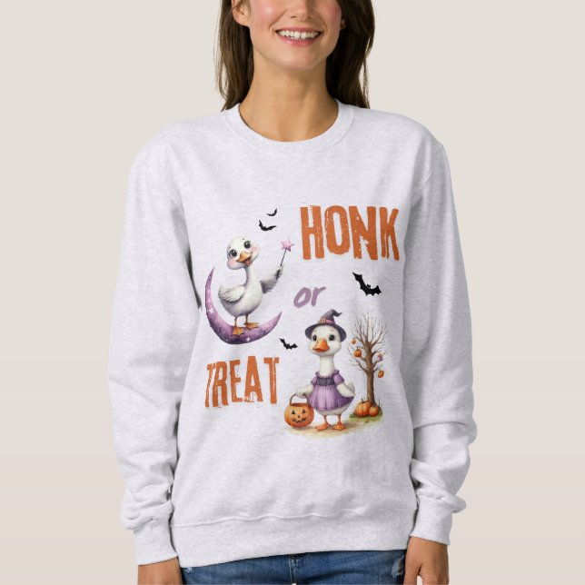 Halloween Goose Honk eller behandla höstvibes T Shirt (Framsida)