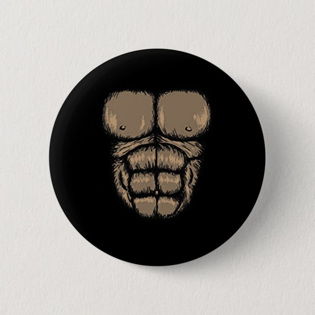 Halloween Gorilla Chest Costume Cute Monkey Muscle Knapp (Framsida)