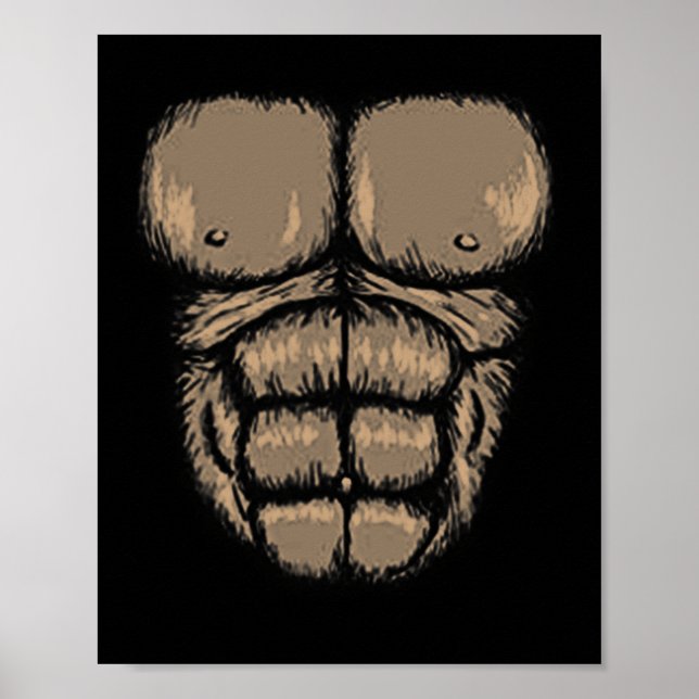 Halloween Gorilla Chest Costume Cute Monkey Muscle Poster (Framsidan)