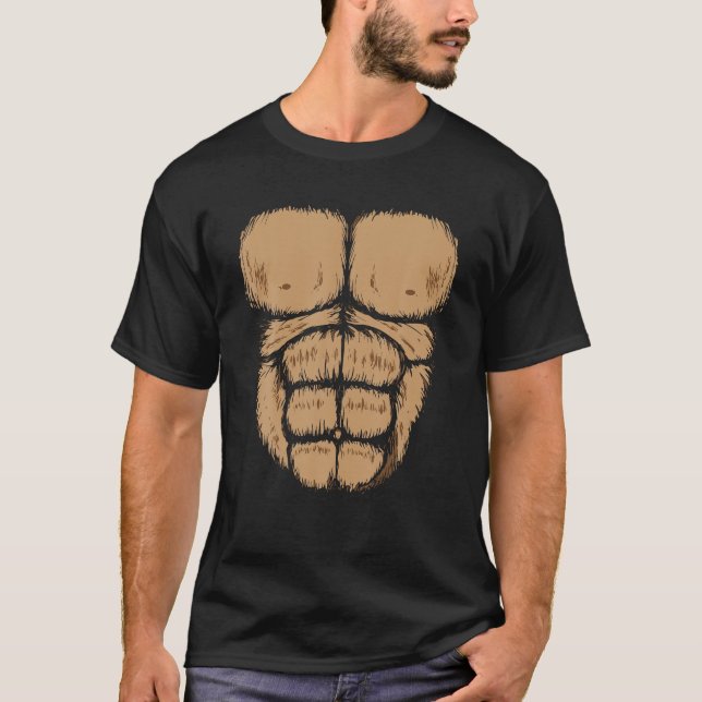 Halloween Gorilla Chest Costume Funny Monkey Gift T Shirt (Framsida)