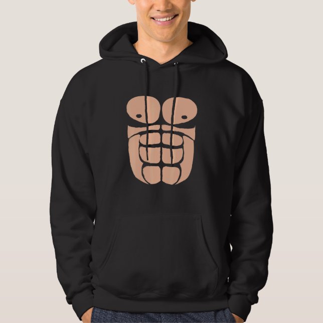 Halloween Gorilla Chest Costume Sixpack Monkey Hoodie (Framsida)