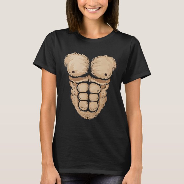 Halloween Gorilla Monkey Belly Chest Costume Manar T Shirt (Framsida)